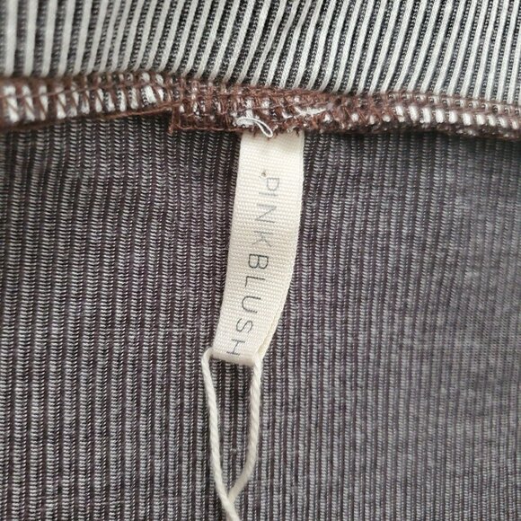 Pink Blush Pinstriped Off Shoulder Ruffle Accent Maternity Dress Charcoal XL NWT - Picture 8 of 15